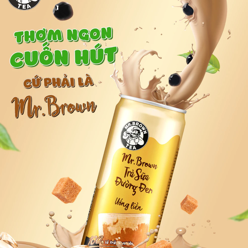Trà sữa Mr.Brown đường đen lon 320ml