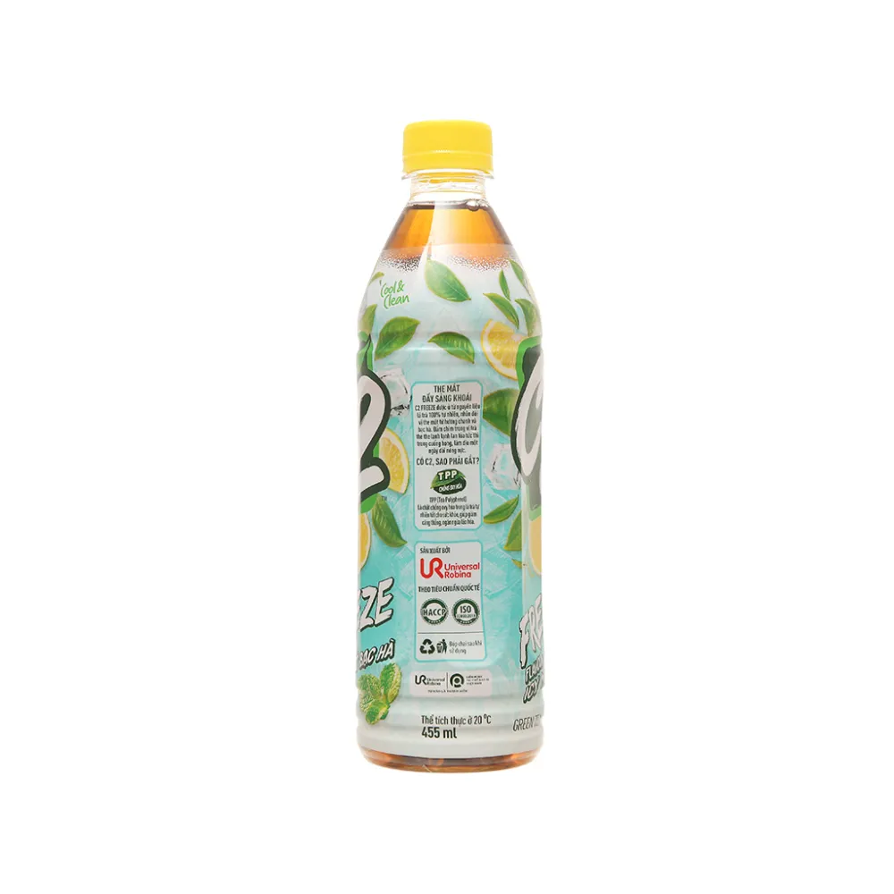 Trà xanh C2 Freeze hương chanh tuyết bạc hà chai 455ml