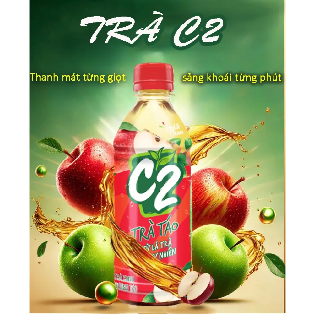 Trà xanh C2 hương táo chai 355ml