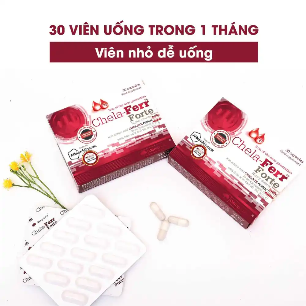 Viên bổ sung sắt hữu cơ Chela-Ferr Forte cho bà bầu 30 viên