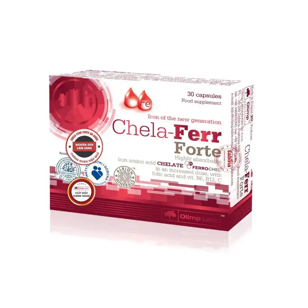 Viên bổ sung sắt hữu cơ Chela-Ferr Forte cho bà bầu 30 viên