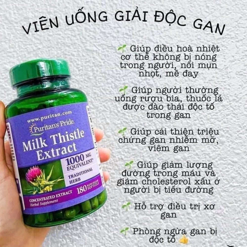 Viên uống bổ gan Milk Thistle Extract 1000mg Puritan’s Pride Mỹ (180 viên)