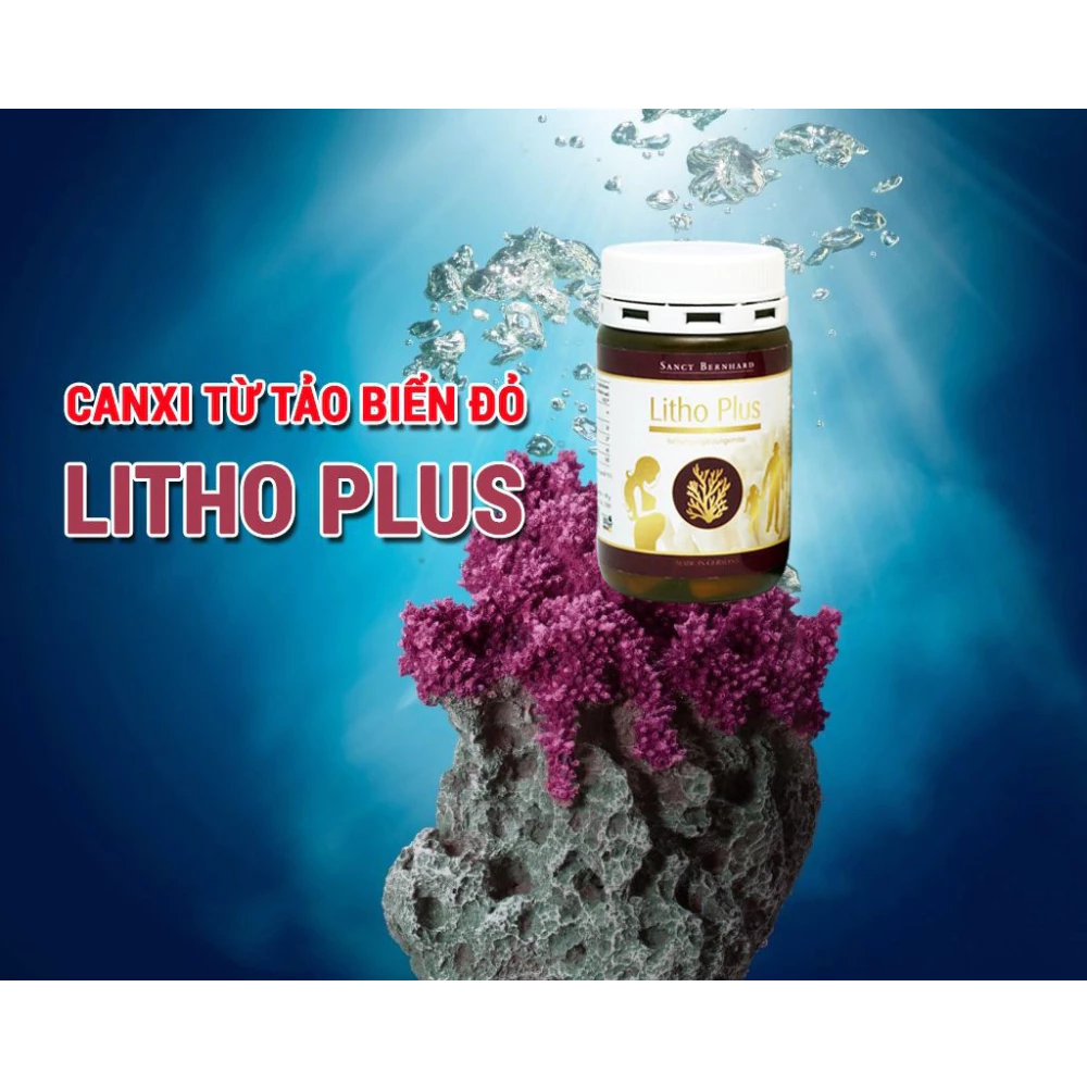 Viên uống bổ sung canxi từ tảo biển đỏ Litho Plus hỗ trợ giảm nguy cơ thiếu canxi 30/60 viên