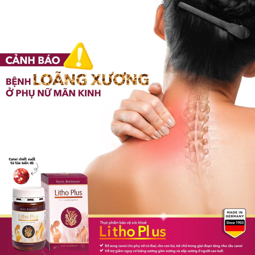 Viên uống bổ sung canxi từ tảo biển đỏ Litho Plus hỗ trợ giảm nguy cơ thiếu canxi 30/60 viên