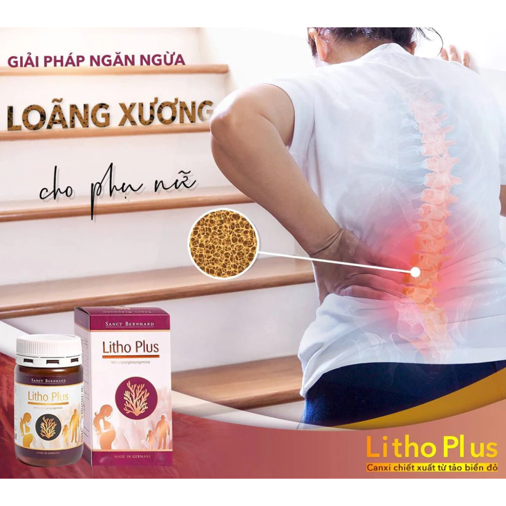 Viên uống bổ sung canxi từ tảo biển đỏ Litho Plus hỗ trợ giảm nguy cơ thiếu canxi 30/60 viên