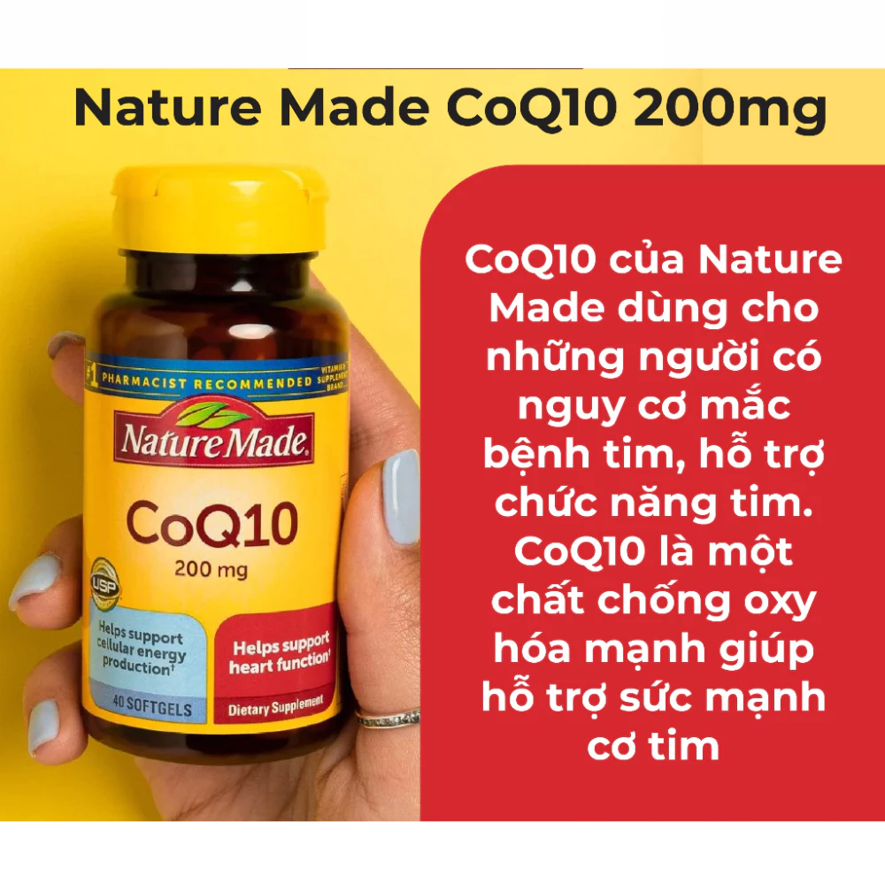 Viên uống bổ tim mạch Nature Made CoQ10 200 mg nội địa Mỹ (140 viên)