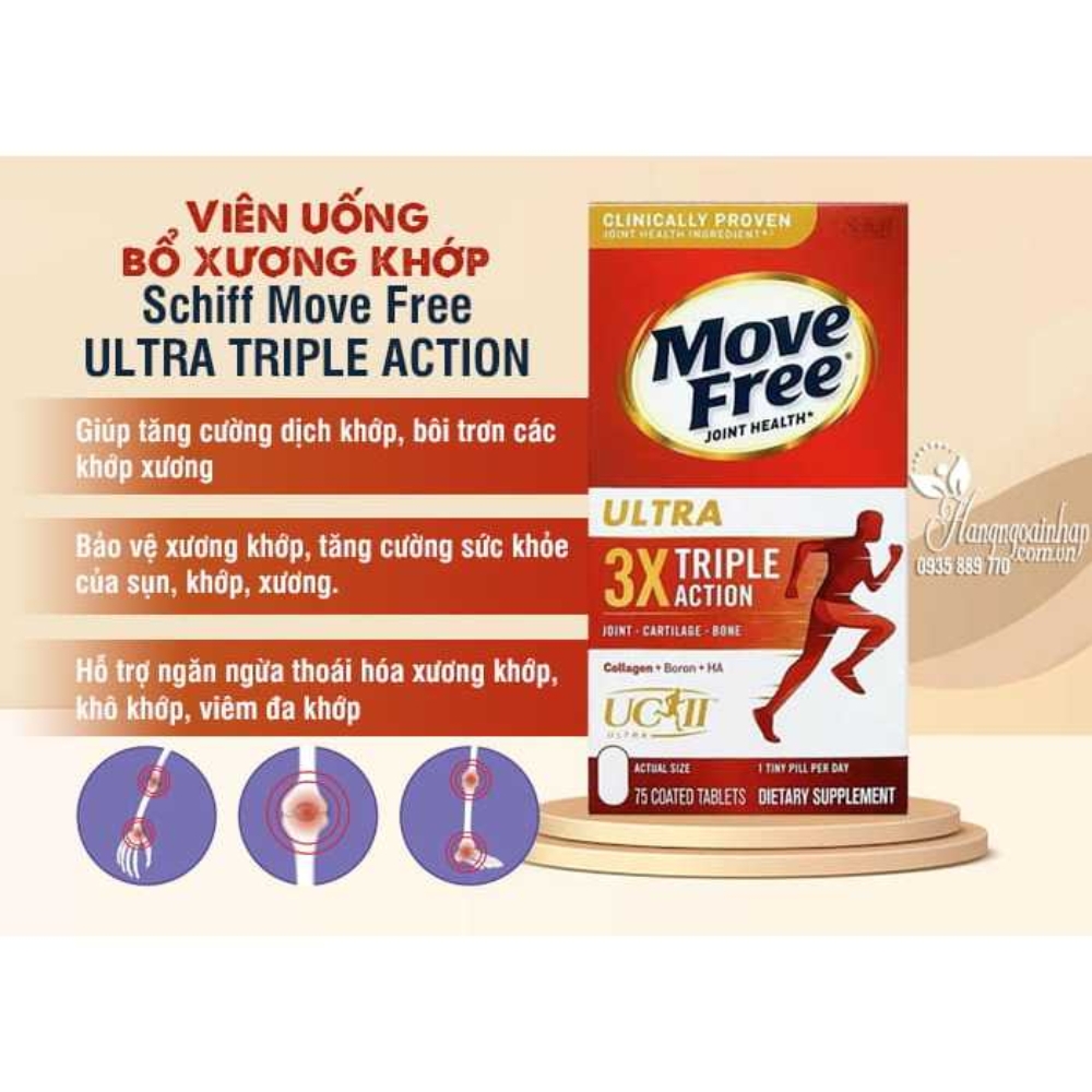 Viên uống bổ xương khớp Schiff Move Free Ultra Triple Action (75 viên)