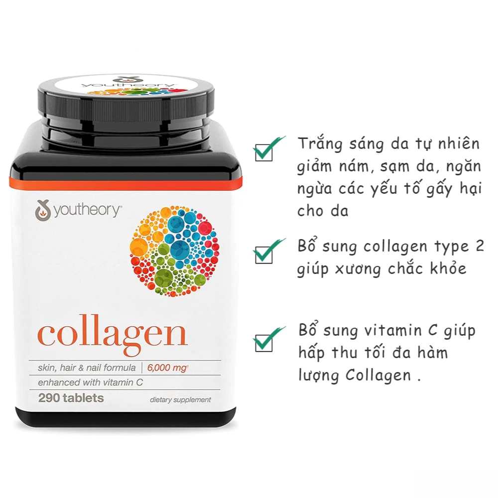 Viên Uống Collagen Youtheory Advanced Type 1,2&3 (290viên)