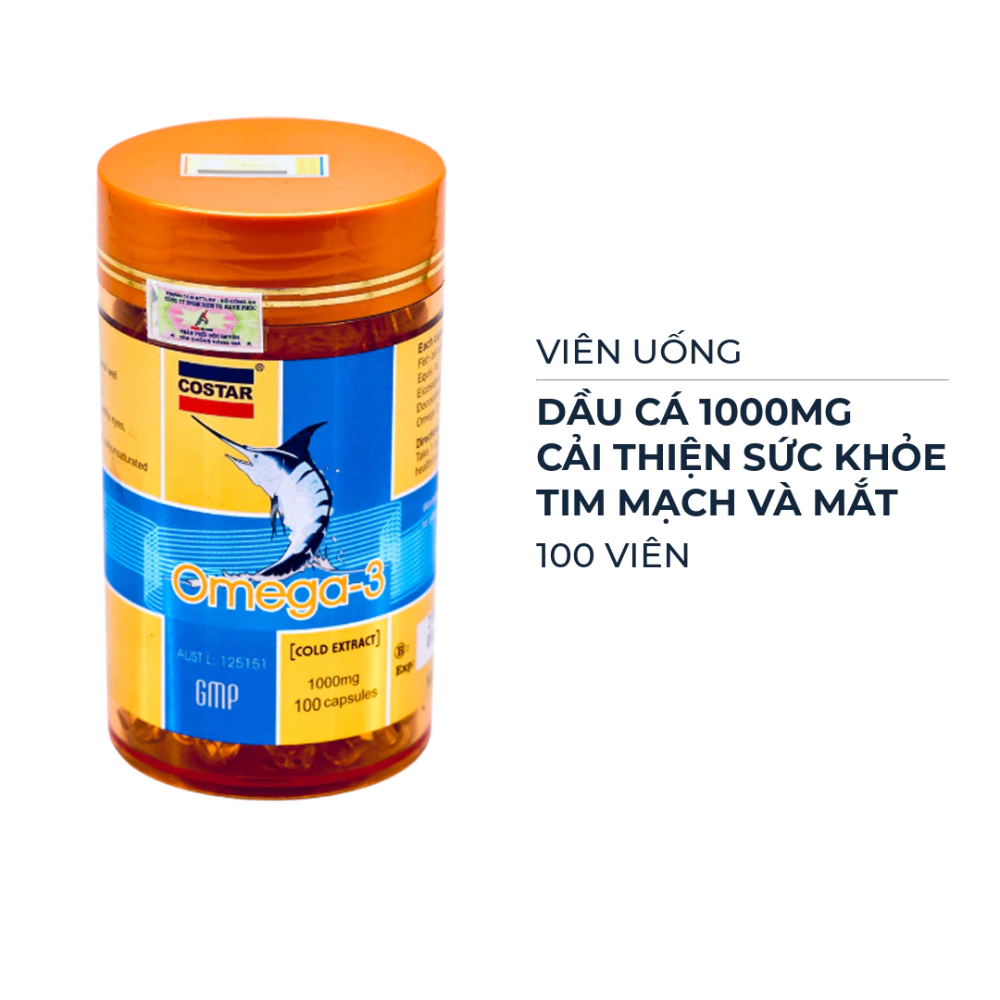 Viên uống Costar dầu cá 1000mg Omega 3  100/365 viên