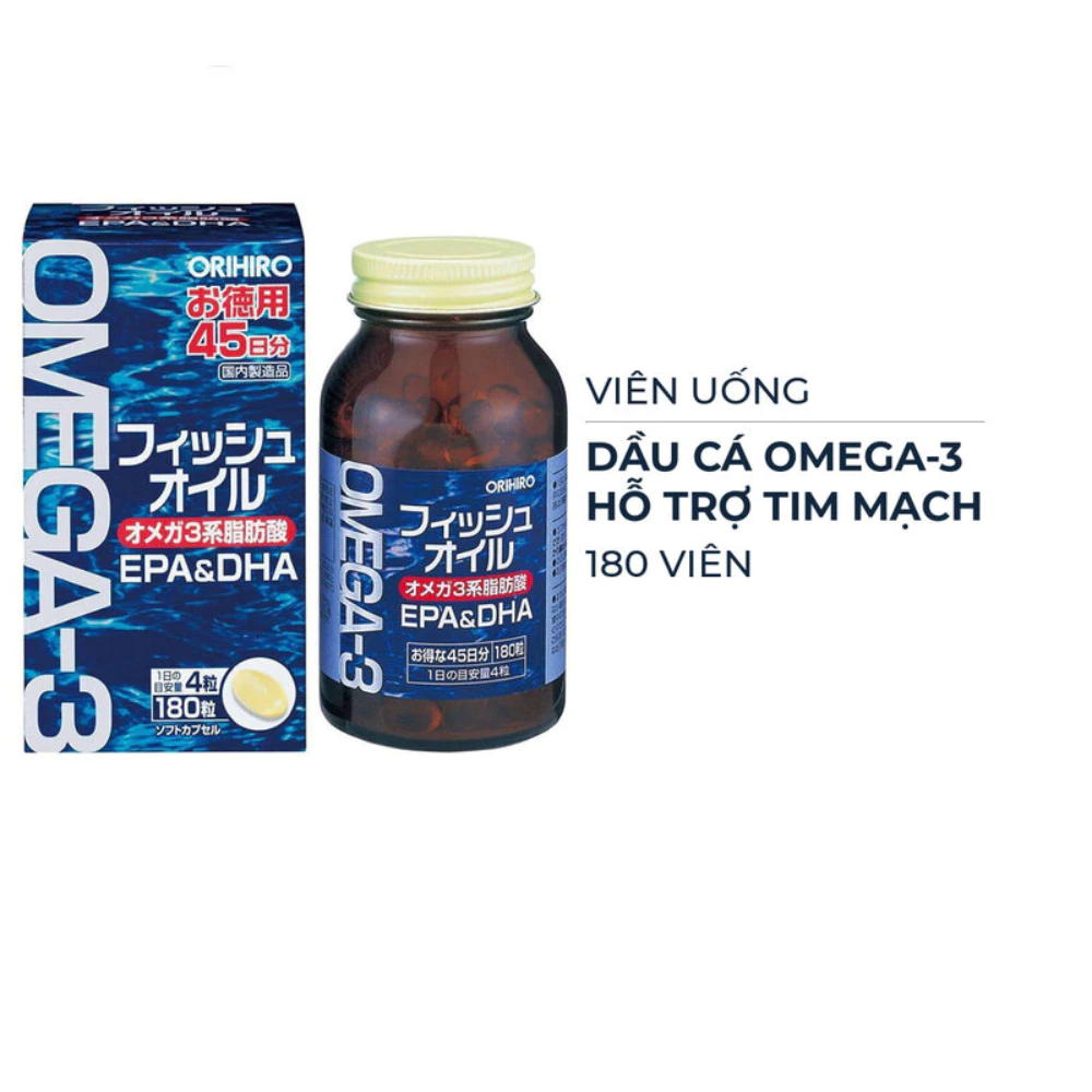 Viên uống dầu cá Omega-3 Orihiro hỗ trợ tim mạch 180 viên