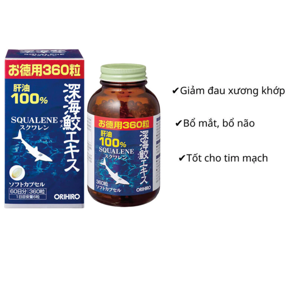 Viên uống dầu gan cá Orihiro hỗ trợ xương khớp, tim mạch 360 viên