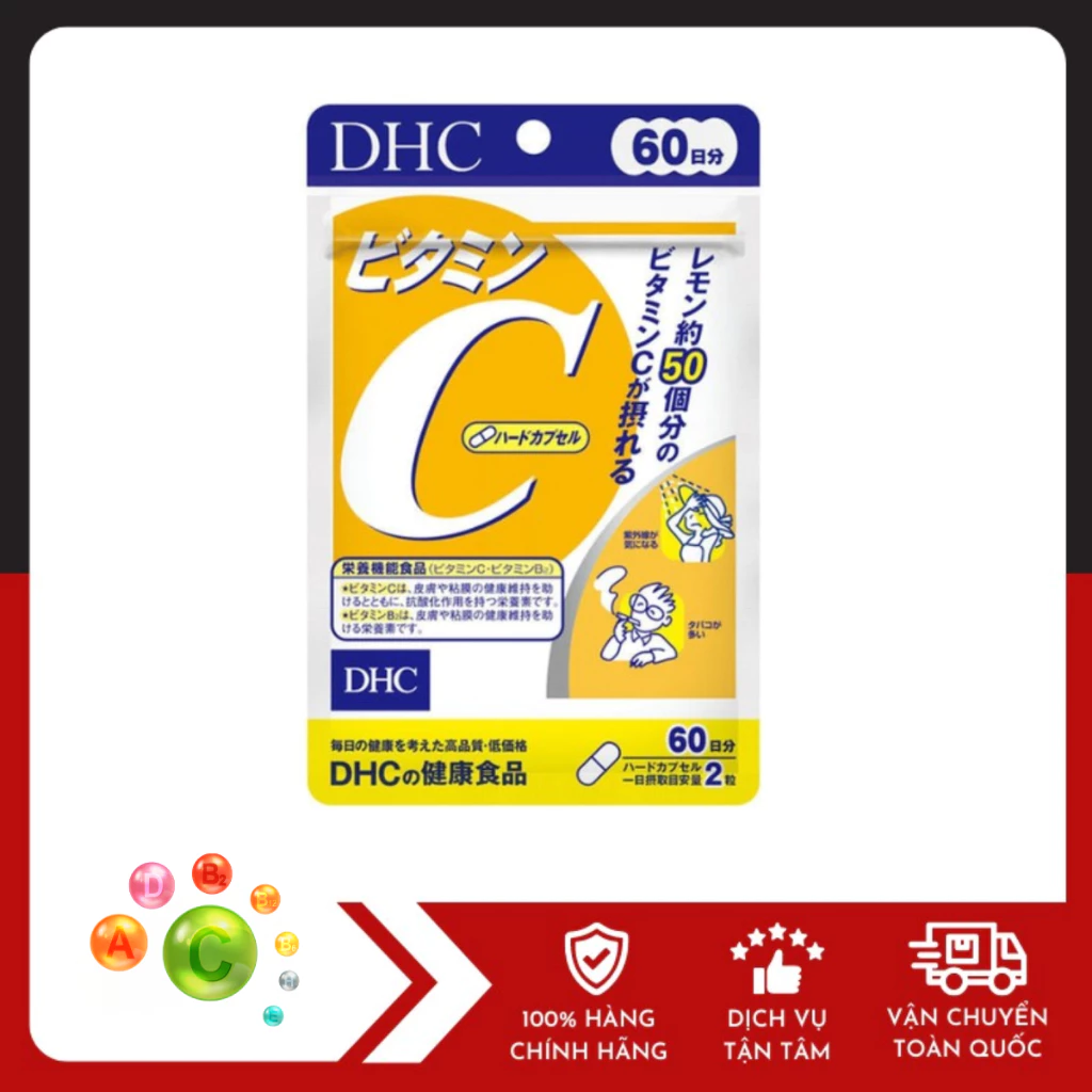 Viên uống DHC bổ sung Vitamin C gói 60 viên 30 ngày, 180 viên 90 ngày.