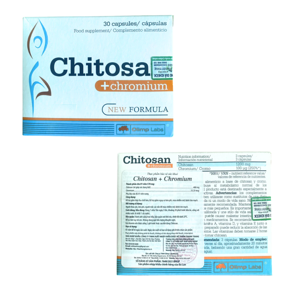 Viên uống giảm cân Chitosan + Chrom hộp 30 viên