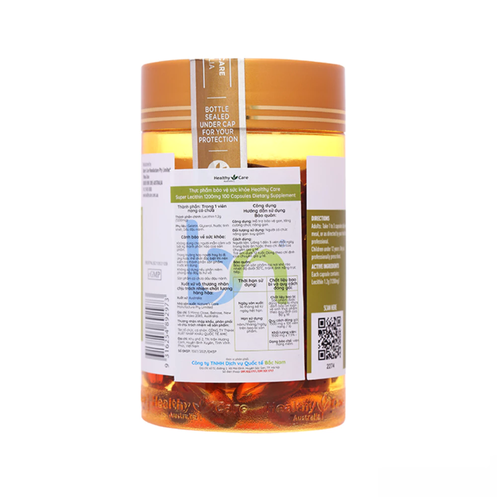 Viên uống mầm đầu nành điều hòa nội tiết Healthy Care Super Lecithin 1200mg (100 viên)