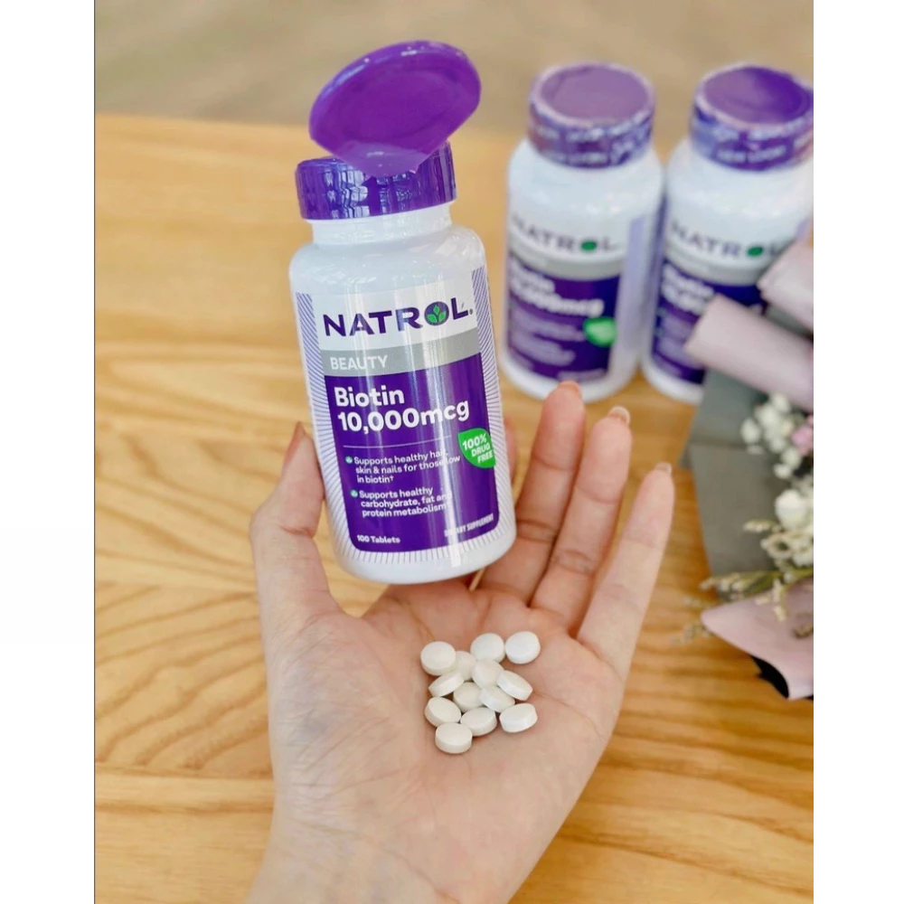 Viên uống mọc tóc Natrol Biotin 10000 mcg (100 viên)
