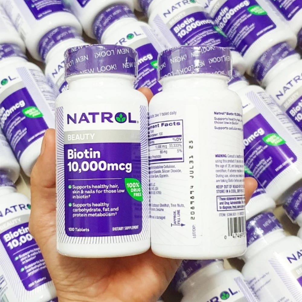 Viên uống mọc tóc Natrol Biotin 10000 mcg (100 viên)