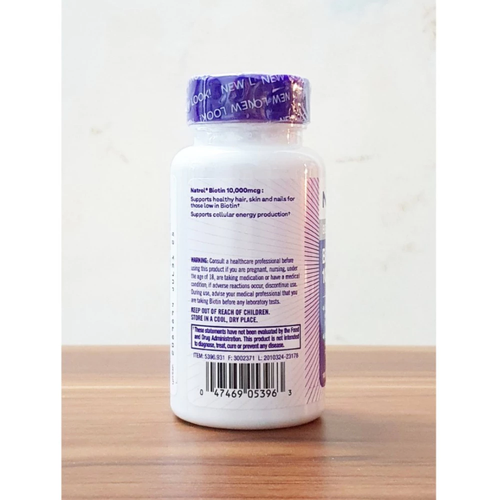 Viên uống mọc tóc Natrol Biotin 10000 mcg (100 viên)