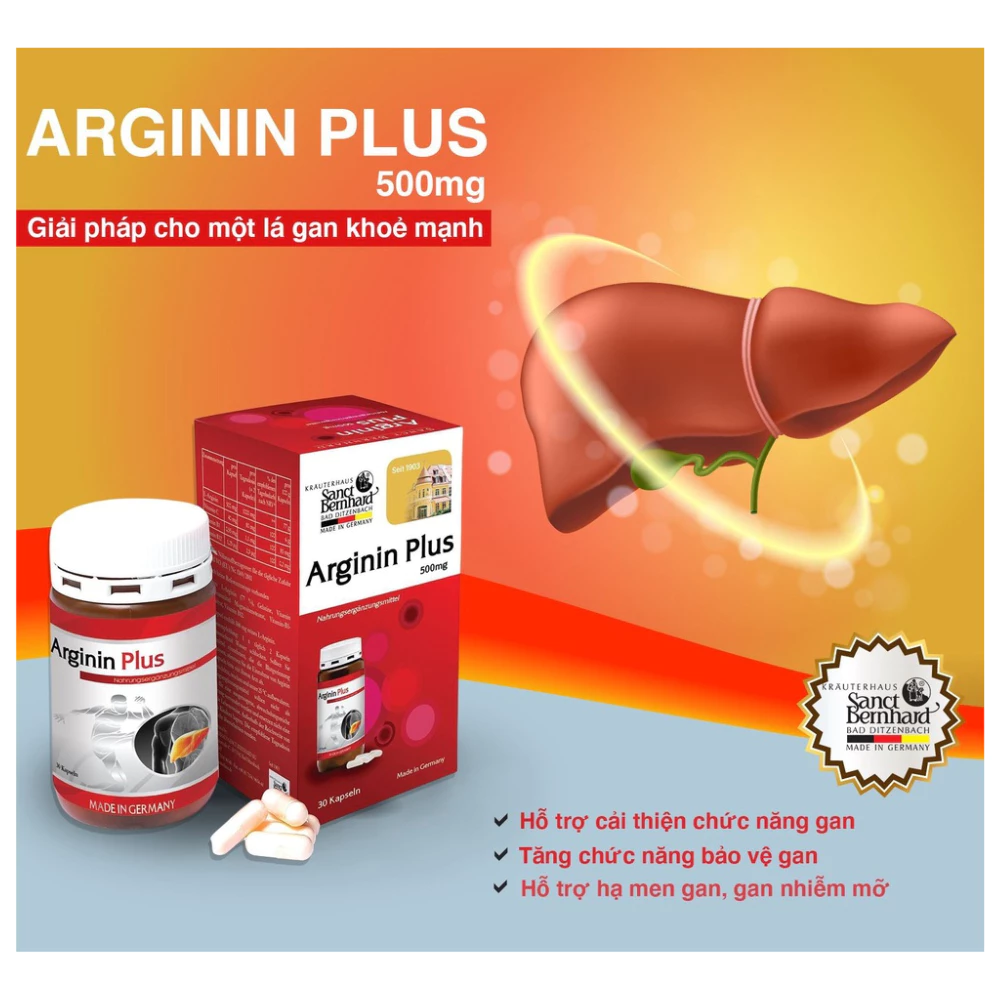 Viên uống tăng cường chức năng gan Arginin Plus Kapseln 30/60 viên
