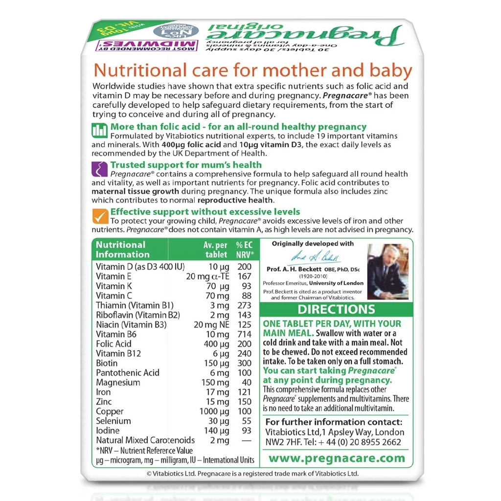 Vitamin mẹ bầu Pregnacare Orginal - Hộp 30 viên