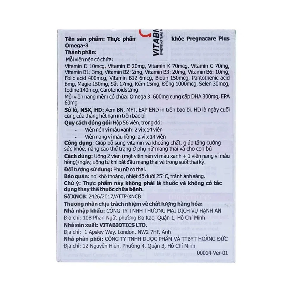 Vitamin mẹ bầu Pregnacare Plus Omega-3 56 viên