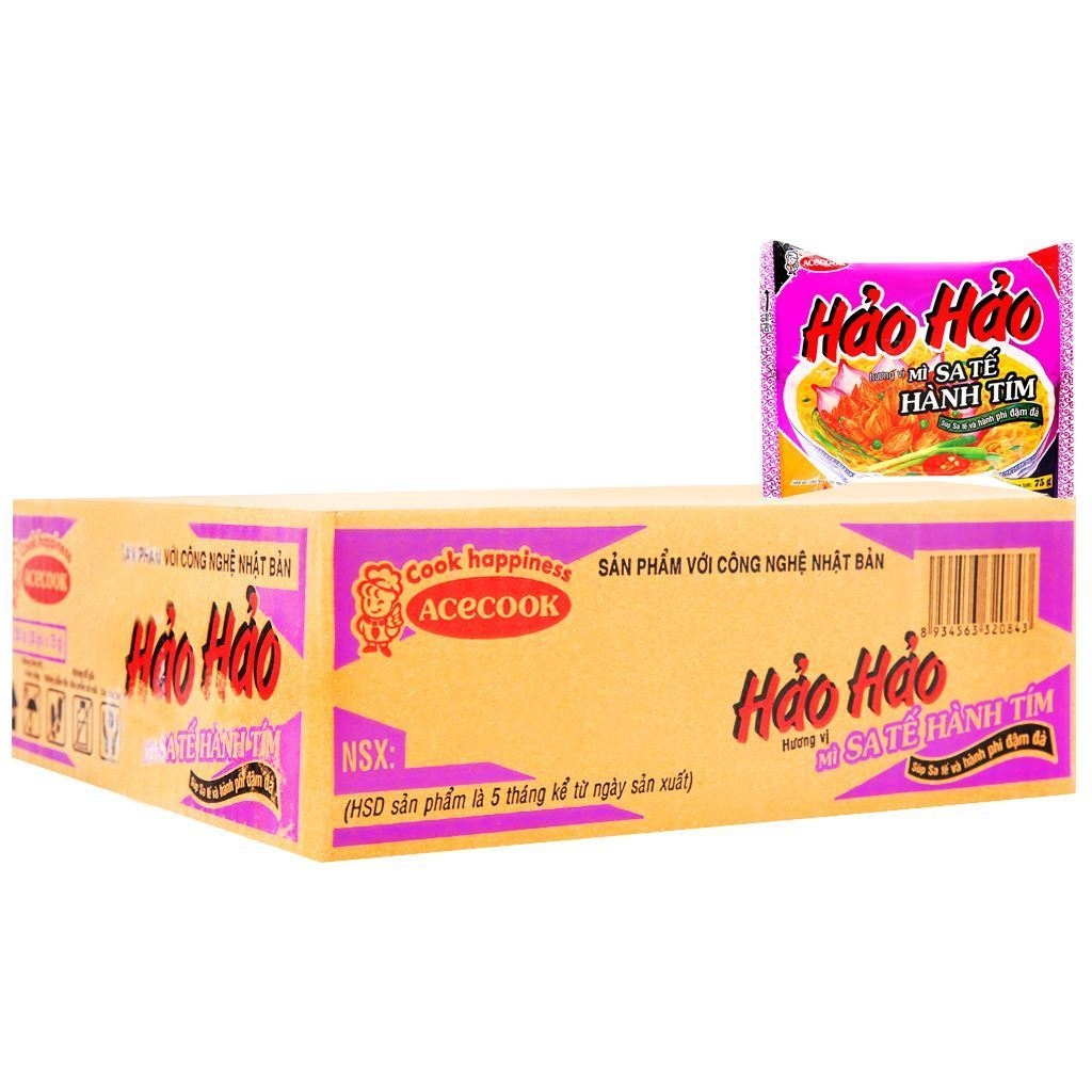 Xóa - (Thùng 30 gói) Mì Hảo Hảo sa tế hành tím gói 75g