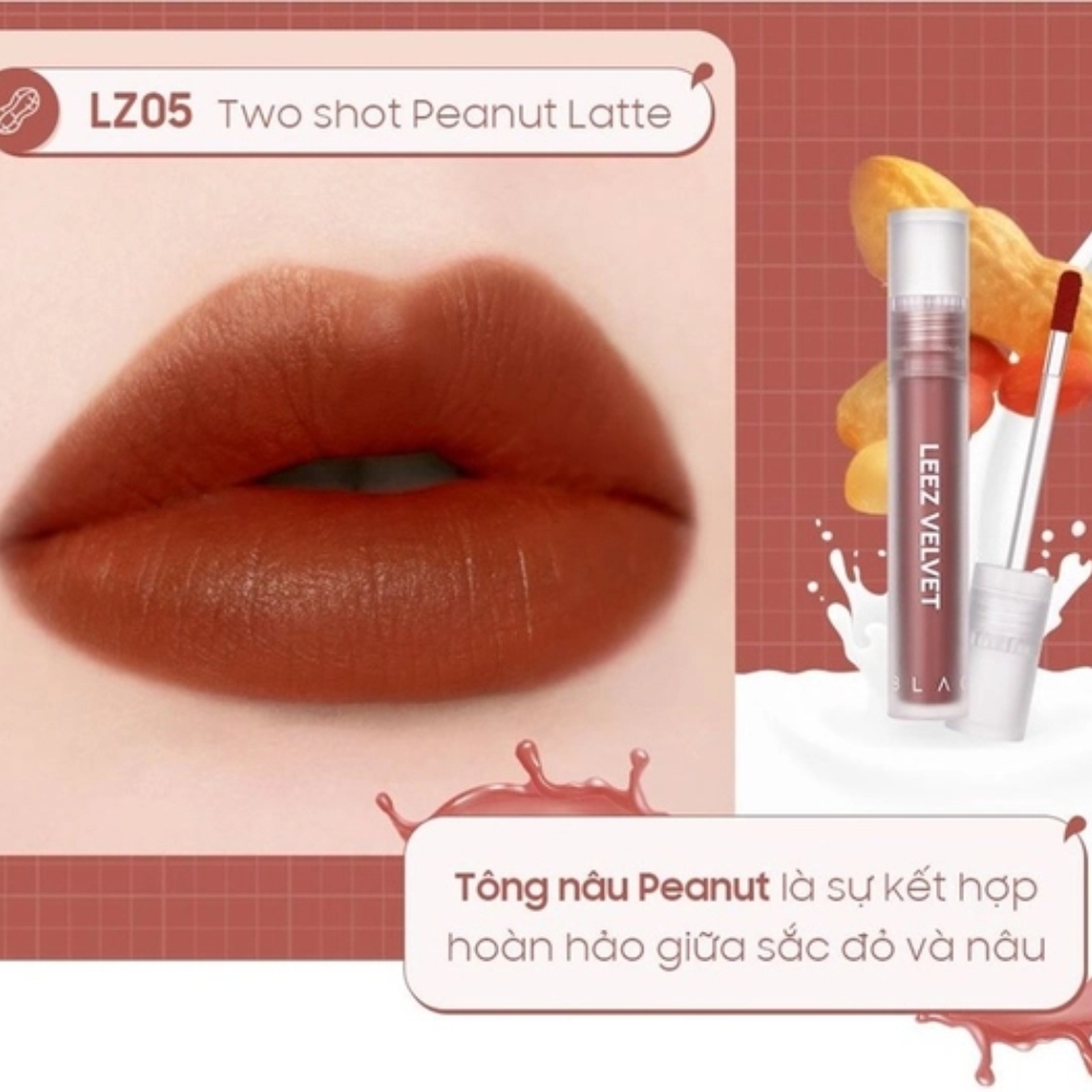 Son Tint Black Rouge LZ05 Peanut Latte - Đỏ nâu lạnh 4g