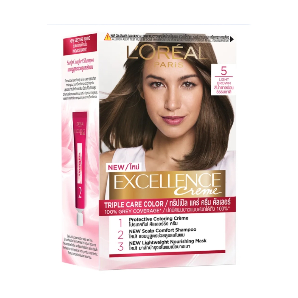 Màu nhuộm L'Oreal dưỡng tóc phủ bạc 5 nâu hạt dẻ 172ml