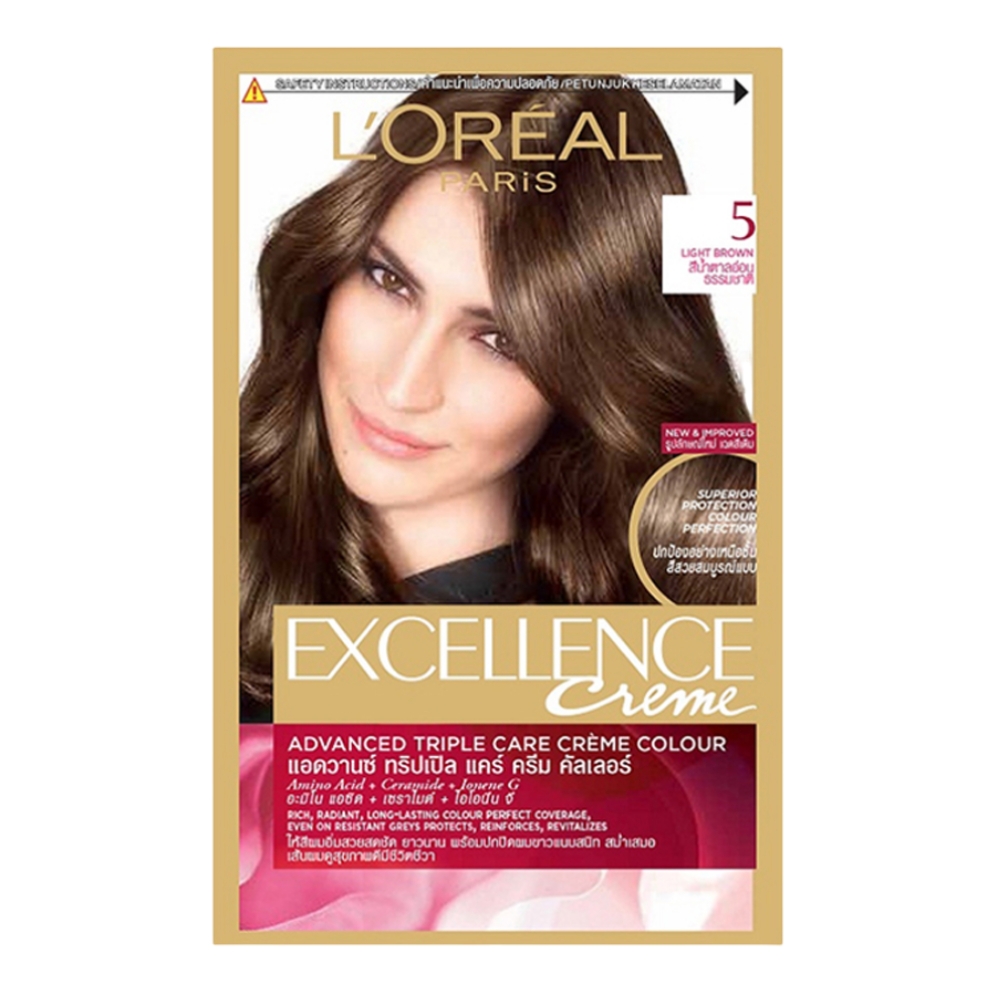 Màu nhuộm L'Oreal dưỡng tóc phủ bạc 5 nâu hạt dẻ 172ml