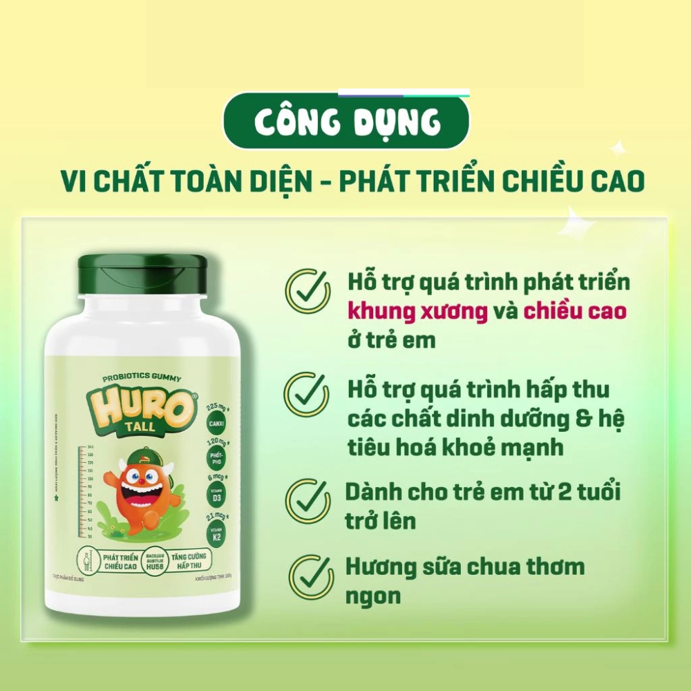 Kẹo dẻo lợi khuẩn Huro tall 168g