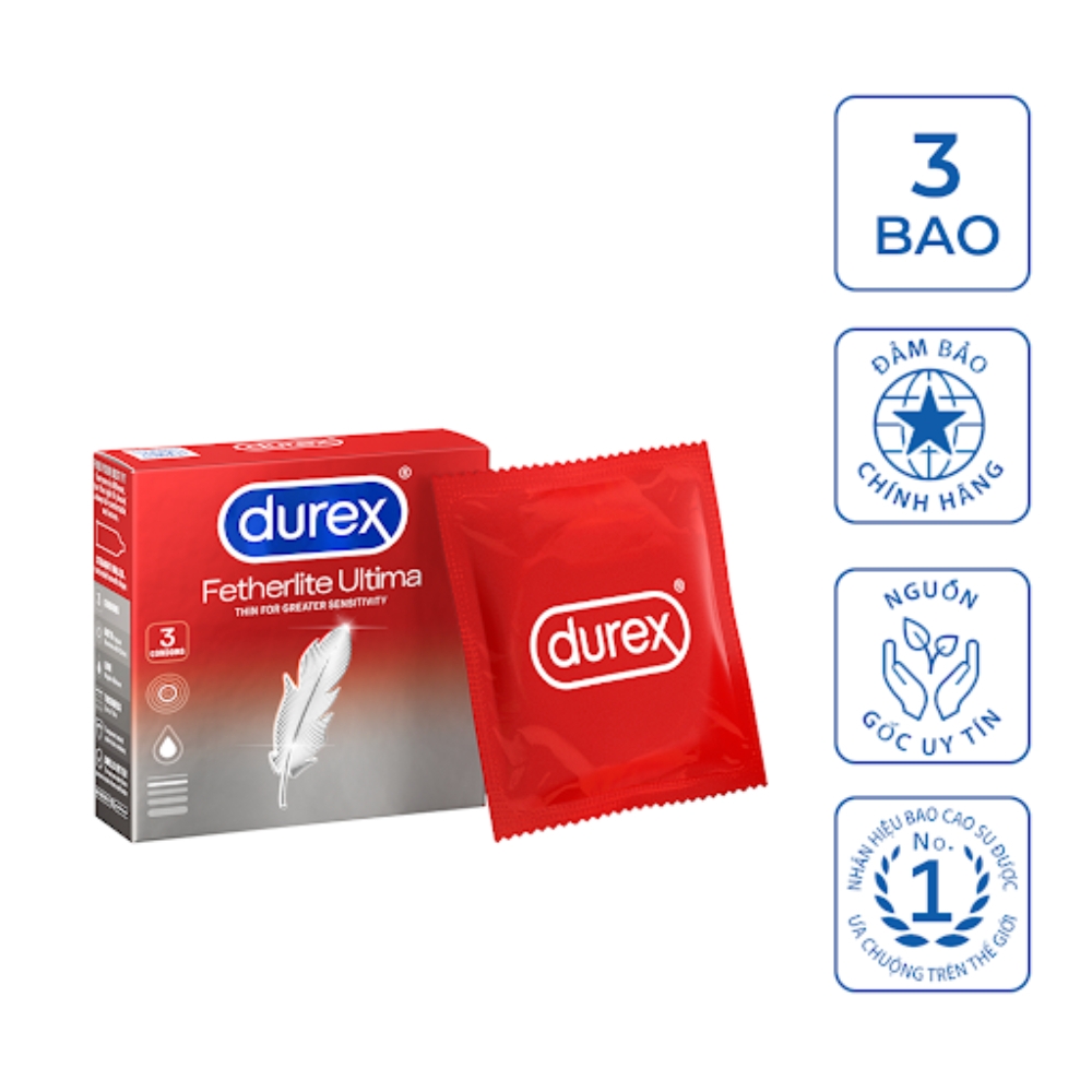 Bao cao su Durex Fetherlite Ultima siêu mỏng size 52mm (hộp 3 cái)