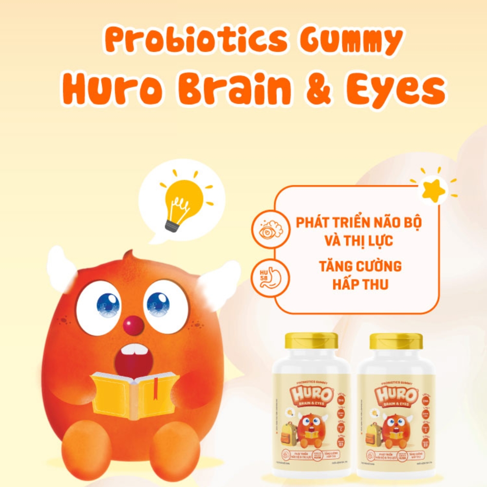 Kẹo dẻo lợi khuẩn Huro Brain & Eyes 168g