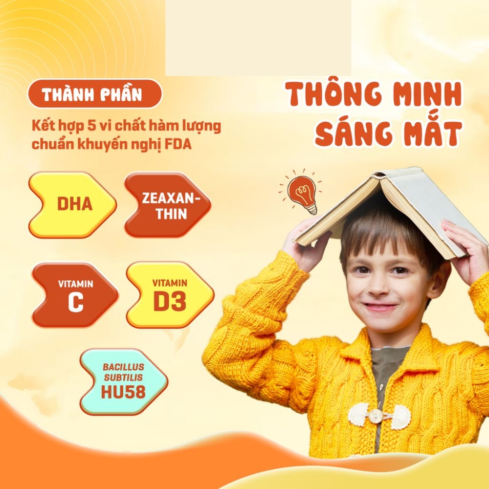 Kẹo dẻo lợi khuẩn Huro Brain & Eyes 168g