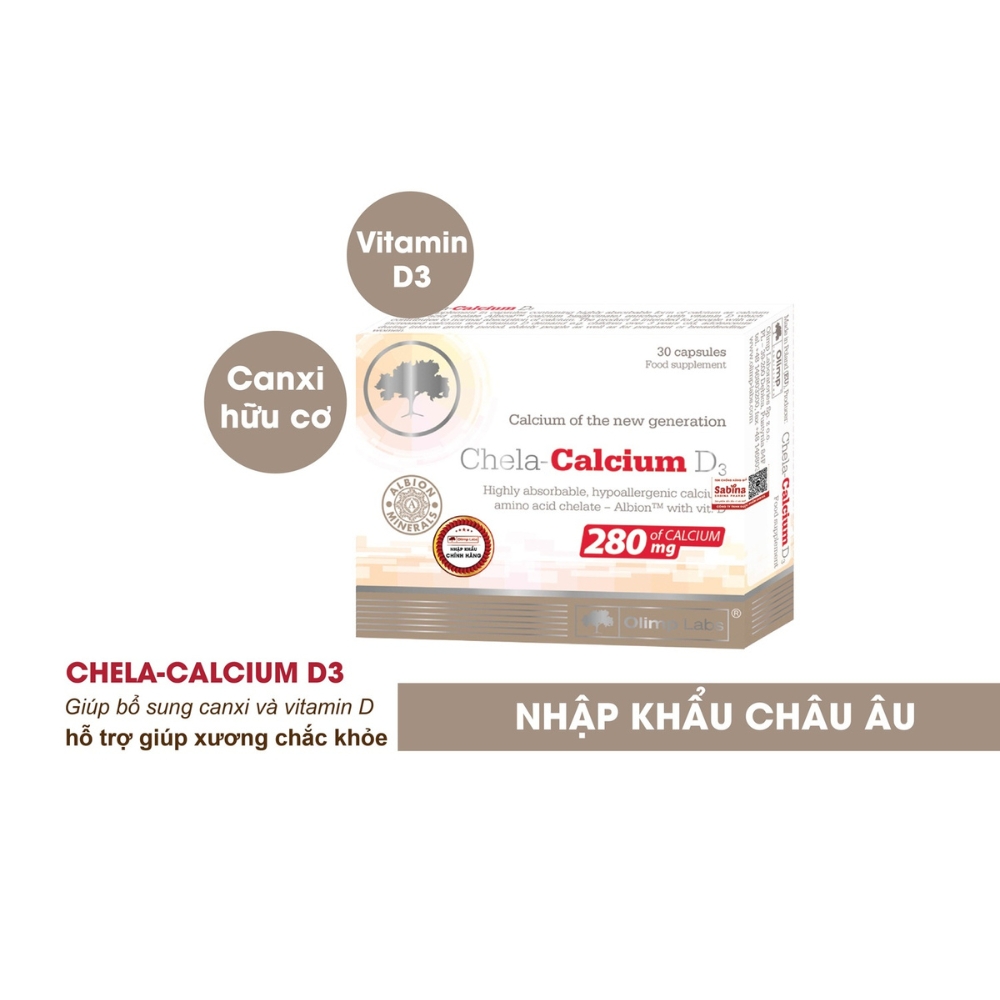 Viên uống bổ sung canxi hữu cơ Chela-Calcium D3 hộp 30 viên
