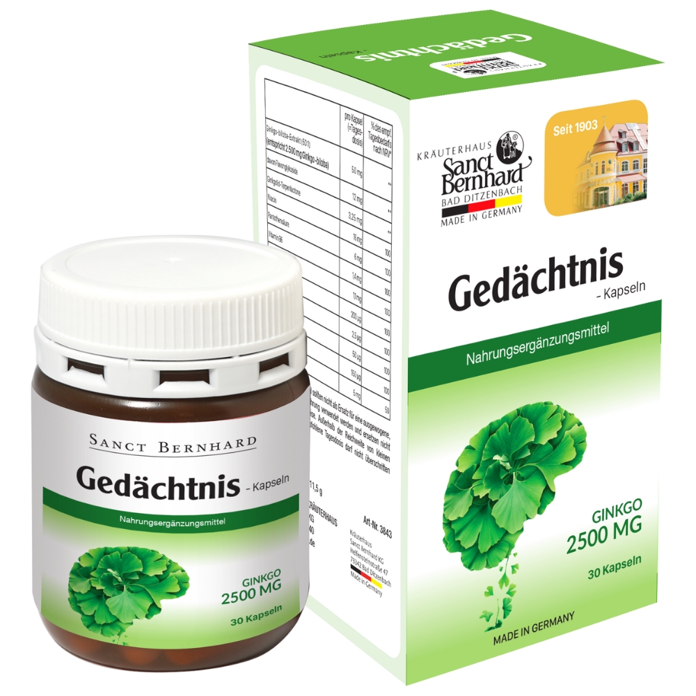 Viên uống bổ não lá bạch quả Gedachtnis Kapseln chai 30 viên