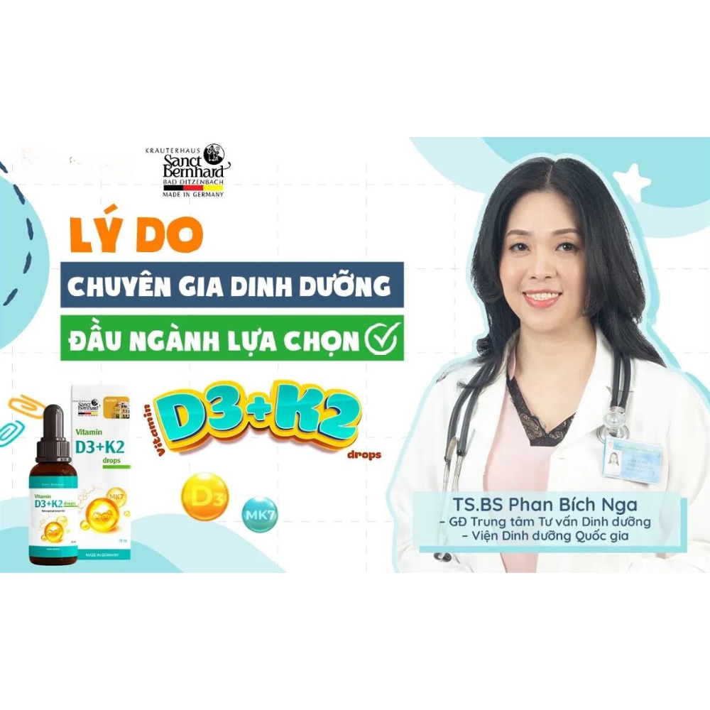 Vitamin D3 + K2 drops chai 10ml