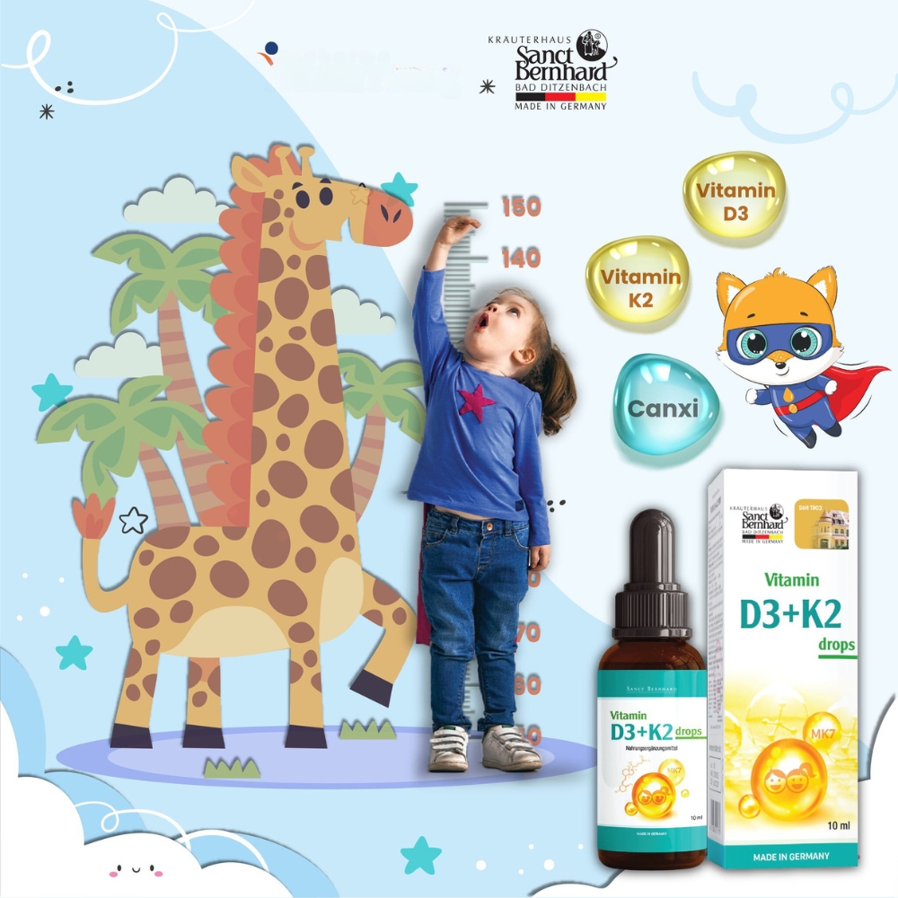 Vitamin D3 + K2 drops chai 10ml