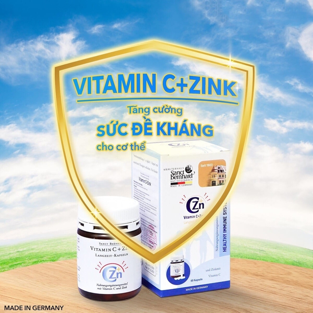 Viên uống tăng cường sức đề kháng vitamin C - zink 60 viên