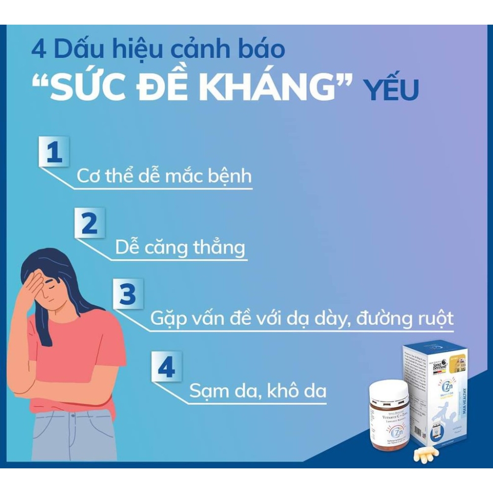 Viên uống tăng cường sức đề kháng vitamin C - zink 60 viên