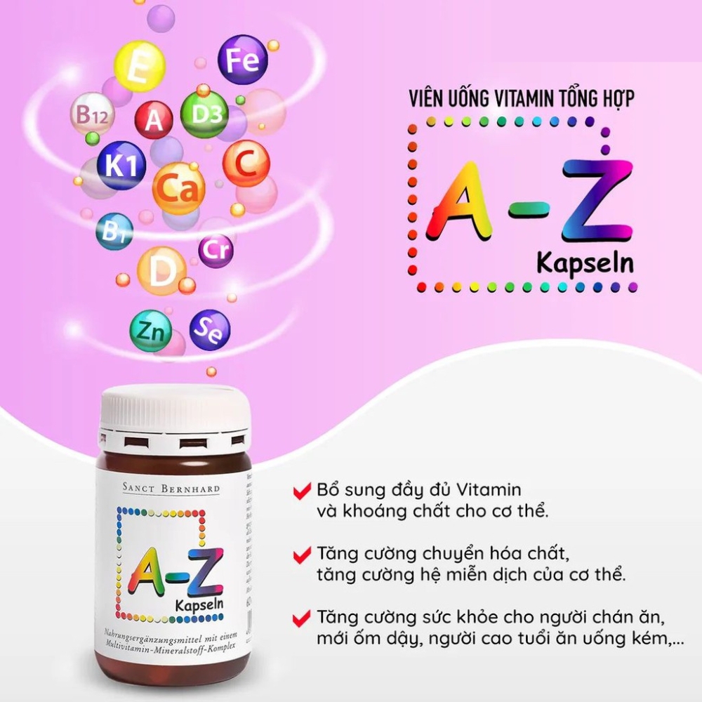 Viên uống bổ sung 24 vitamin và khoáng chất thiết yếu cho cơ thể A-Z Kapseln 60 viên