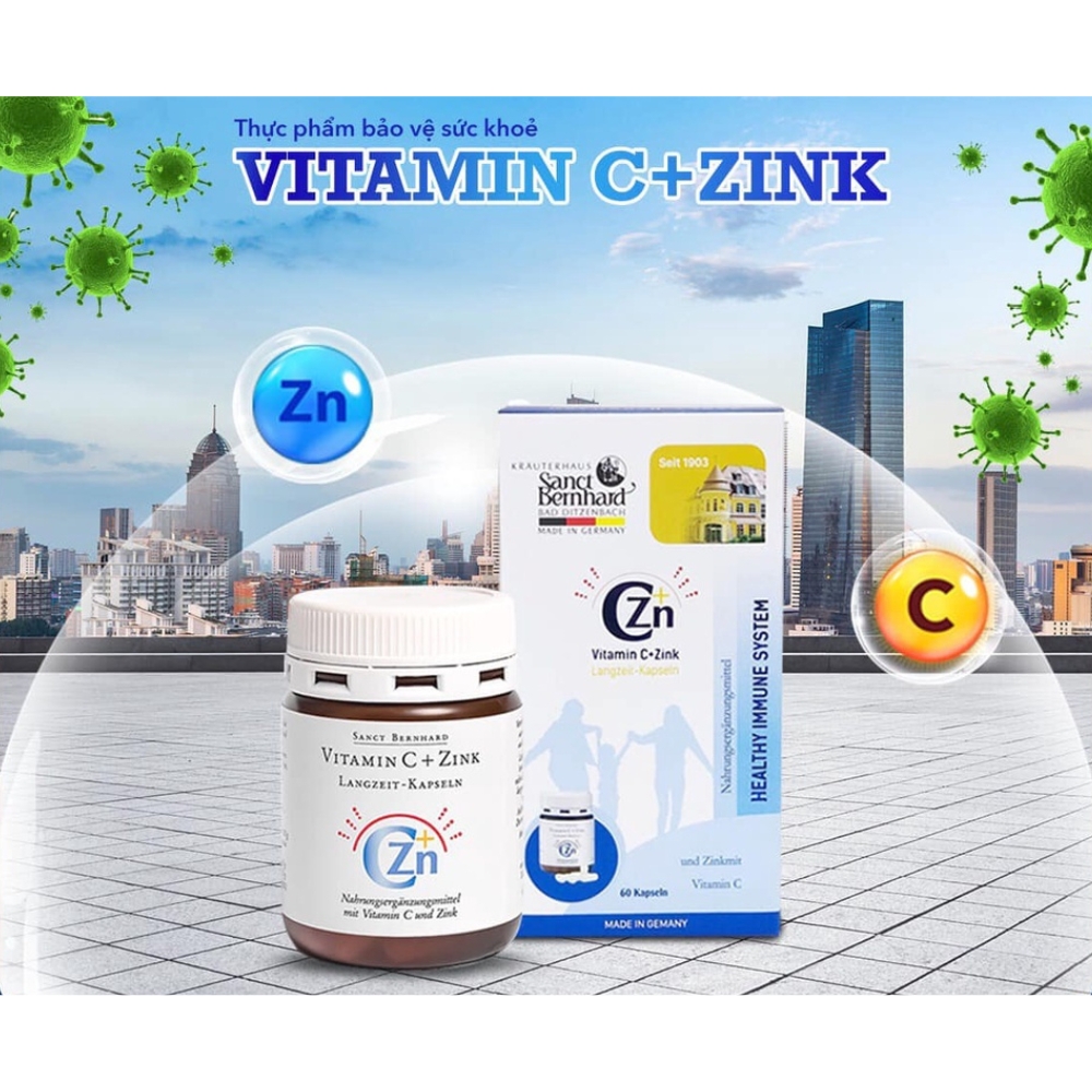 Viên uống tăng cường sức đề kháng vitamin C - zink 60 viên