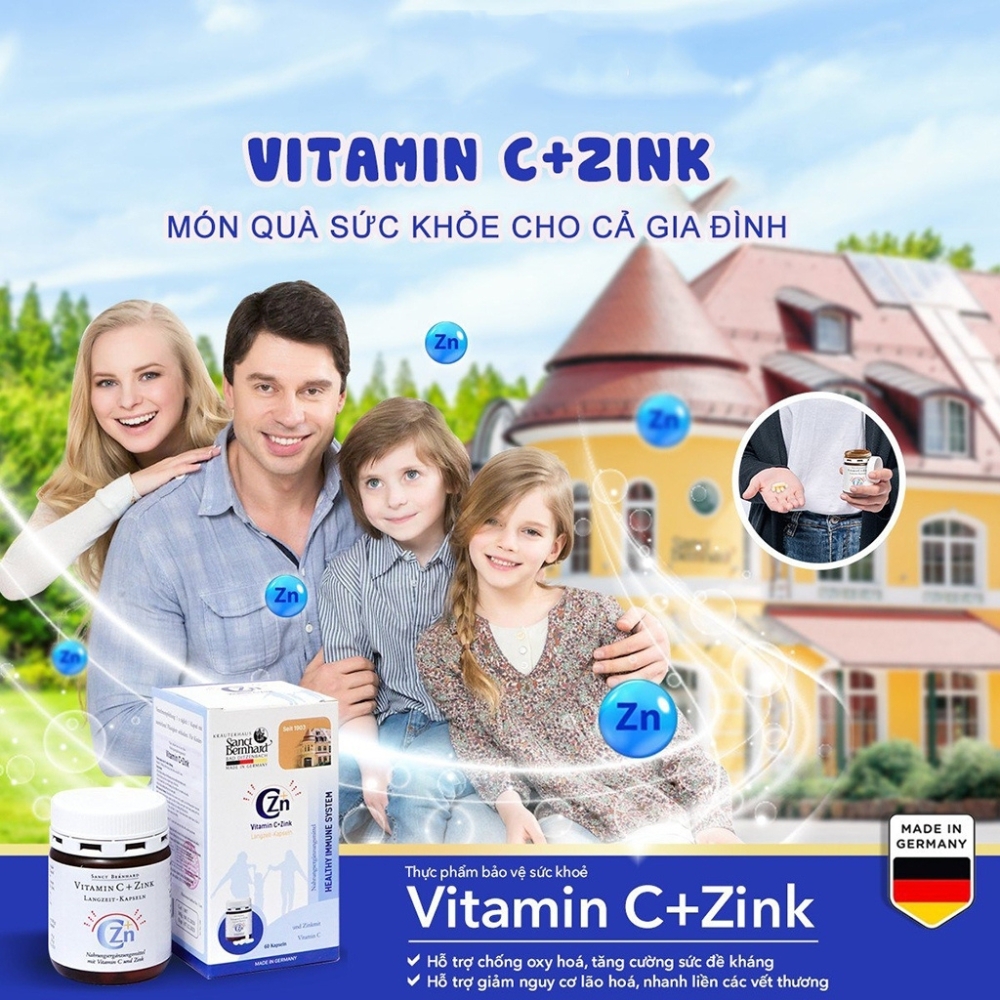 Viên uống tăng cường sức đề kháng vitamin C - zink 60 viên