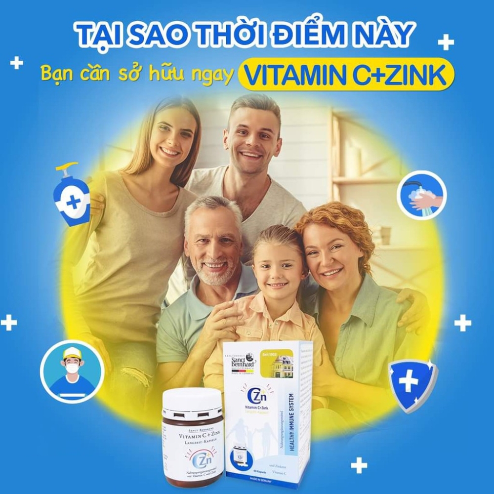 Viên uống tăng cường sức đề kháng vitamin C - zink 60 viên