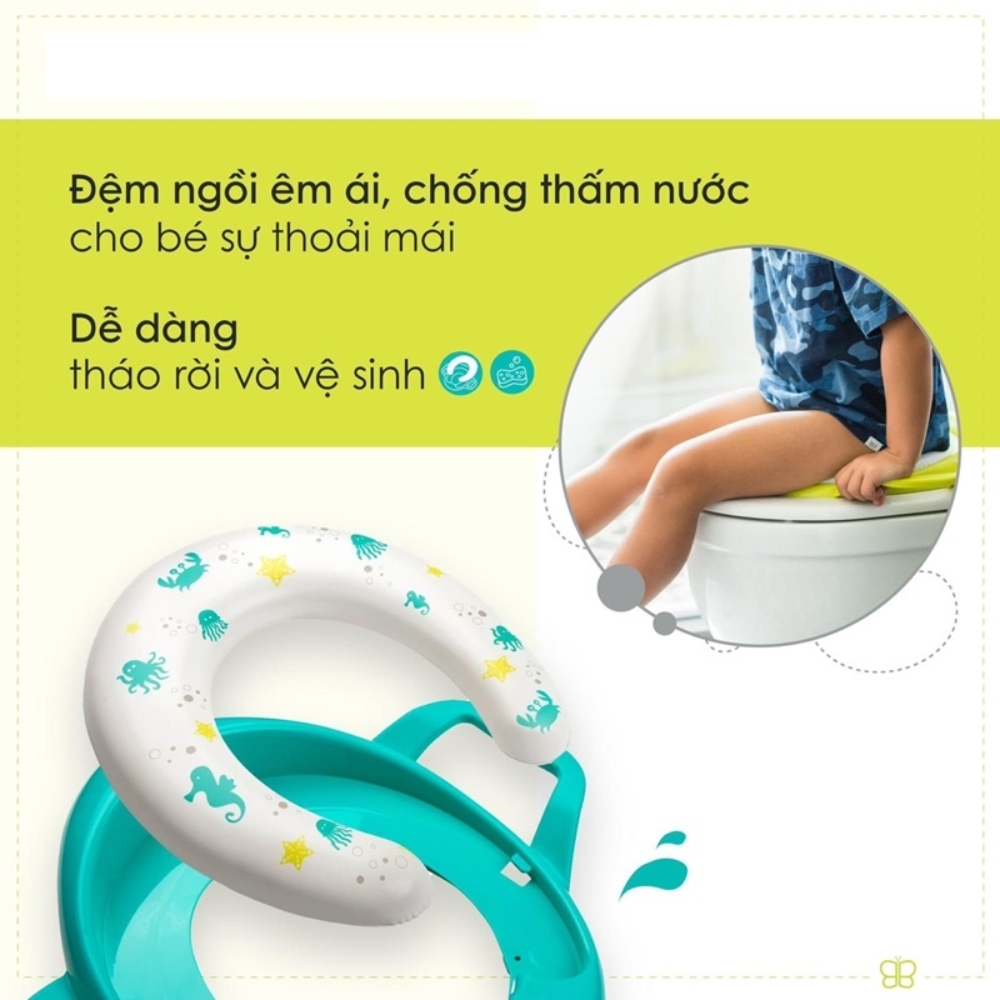 Ghế ngồi bồn cầu cho bé bbluv Poti Aqua/Lime/Pink cho trẻ từ 9 tháng