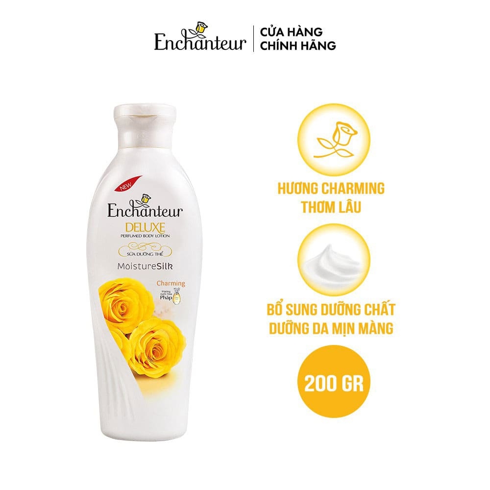 Sữa dưỡng thể trắng da/ dưỡng ẩm mềm mịn da Enchanteur Charming 200g