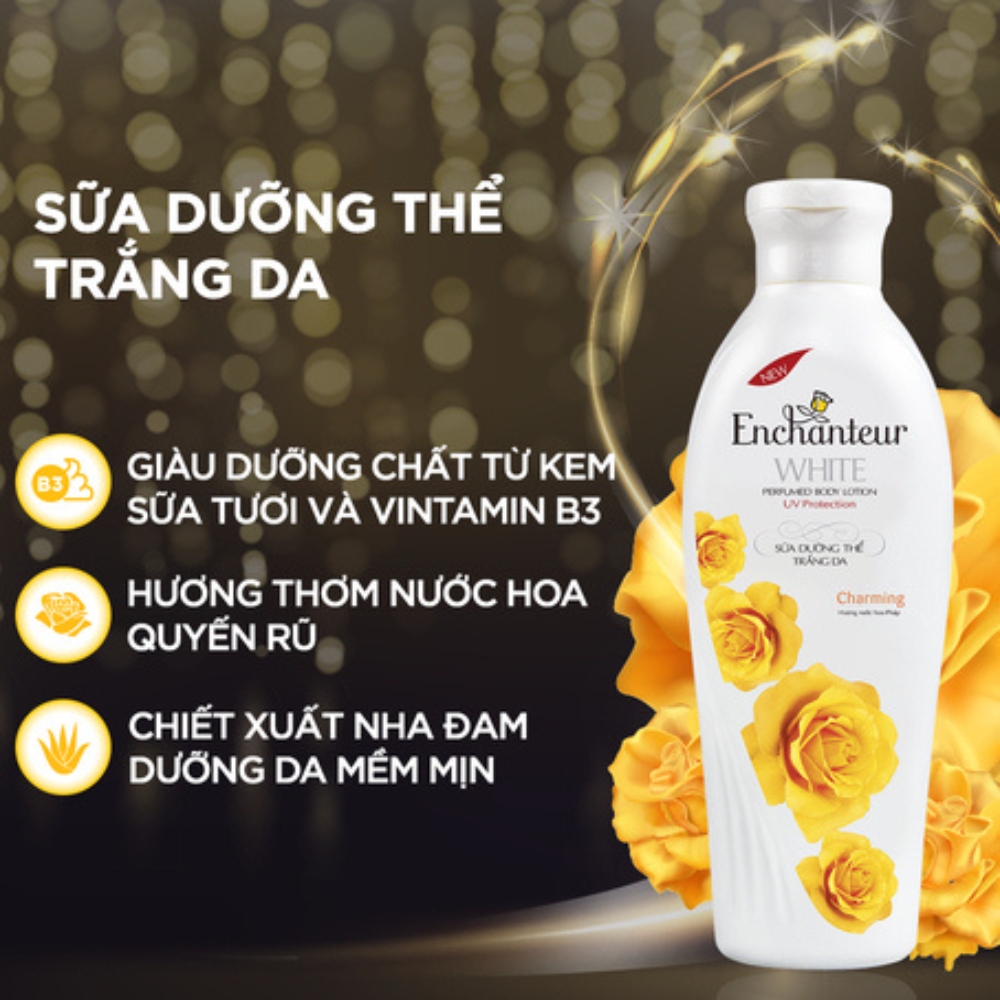 Sữa dưỡng thể trắng da/ dưỡng ẩm mềm mịn da Enchanteur Charming 200g