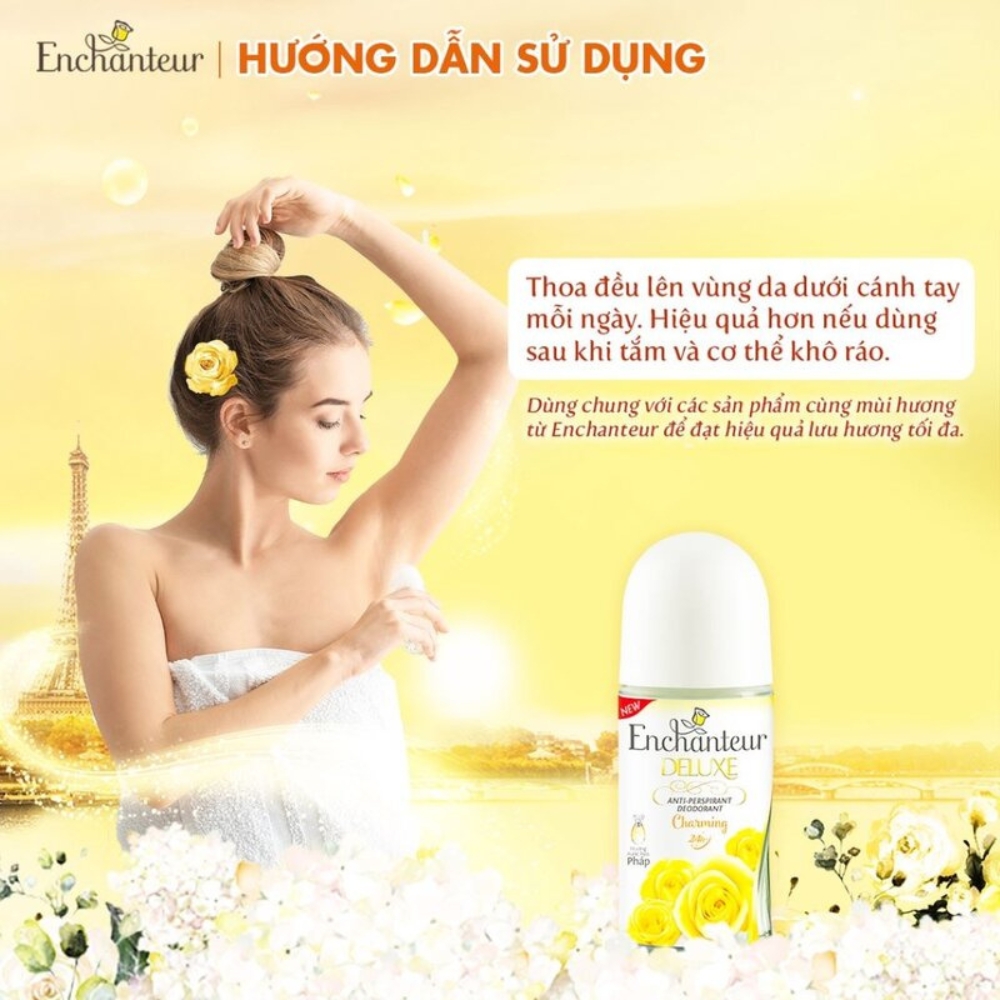 Lăn khử mùi hương nước hoa Enchanteur Charming/Magic/Romantic/Sensation/Delightful 50ml