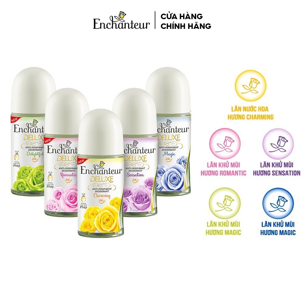Lăn khử mùi hương nước hoa Enchanteur Charming/Magic/Romantic/Sensation/Delightful 50ml