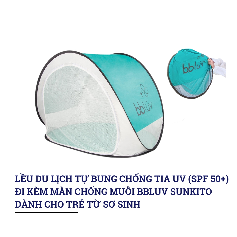 Lều du lịch tự bung chống tia UV (SPF 50+) đi kèm màn chống muỗi bbluv Sunkito (Aqua/Grey)