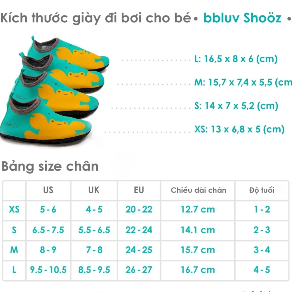 Giày đi bơi, đi biển, đi trên cát cho bé bbluv Shooz size S/M Navy
