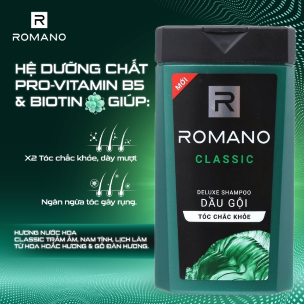 Dầu gội hương nước hoa Romano Classic/Attitude/Force/Gentleman 380g